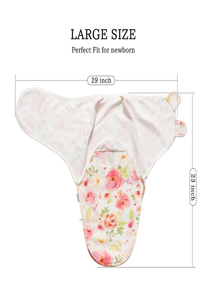 أطفال صغيرة بطانية لف الأطفال الصغار للأولاد والبنات، سهلة التغيير، عبوة من 3 قطع، كيس نوم قابل للتعديل للأطفال حديثي الولادة من عمر 0 إلى 3 أشهر (قوس قزح وزهور) - Image 3